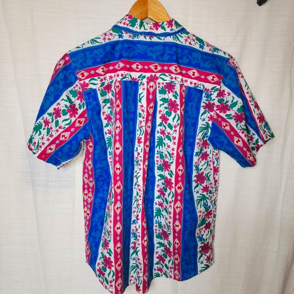 VTG Summit Place Plaid Western Floral Blue Pink Print Button Up Shirt Small - Picture 2 of 4